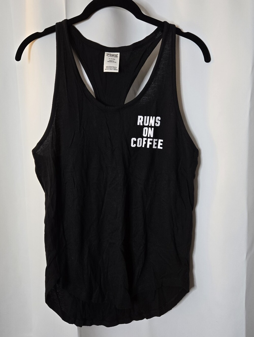 Victoria's Secret Pink Sleepwear Tank Runs On Coffee Medium New